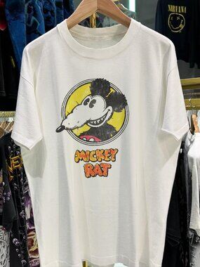 Mickey Rat 80S -90s  White  T-Shirt